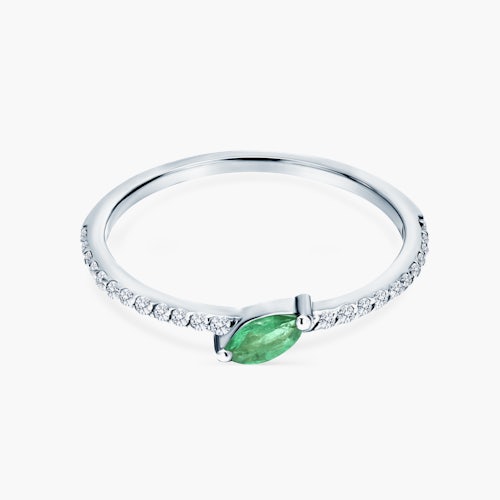 Pierścionek zaręczynowy SAVICKI: białe złoto, szmaragd